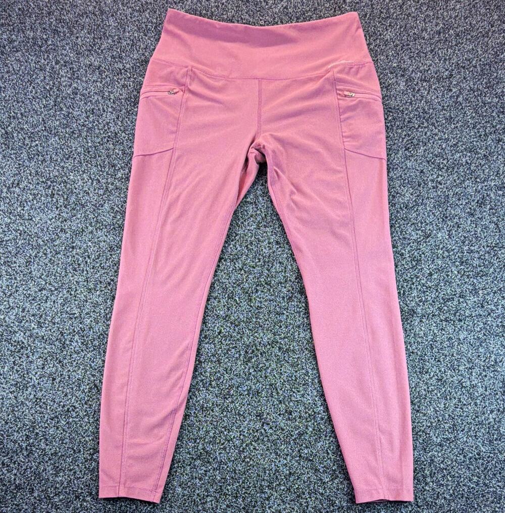 Eddie Bauer Women's L Pink Polyester/Elastane Knit Leggings Pull-On Zip Pocket